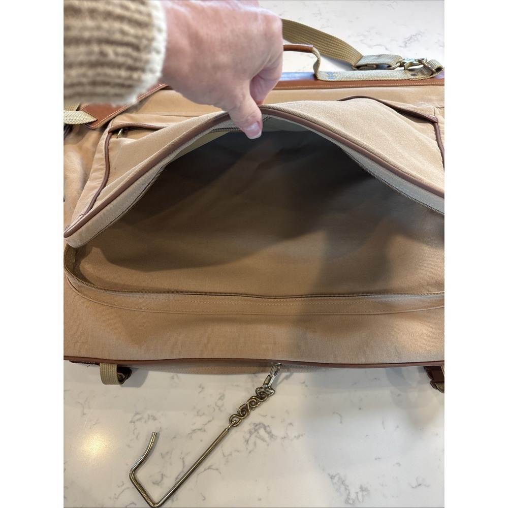 Ford X Eddie Bauer Canvas Leather Fold Up Hanging Garment Travel Bag Brass Hook - Picture 10 of 12